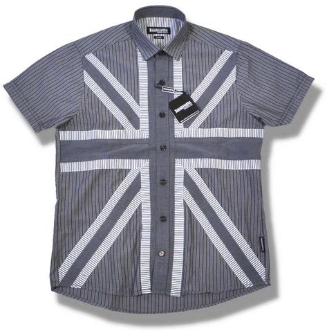 Lambretta Mod Union Jack Flag Short Sleeve Shirt Grey  Preview